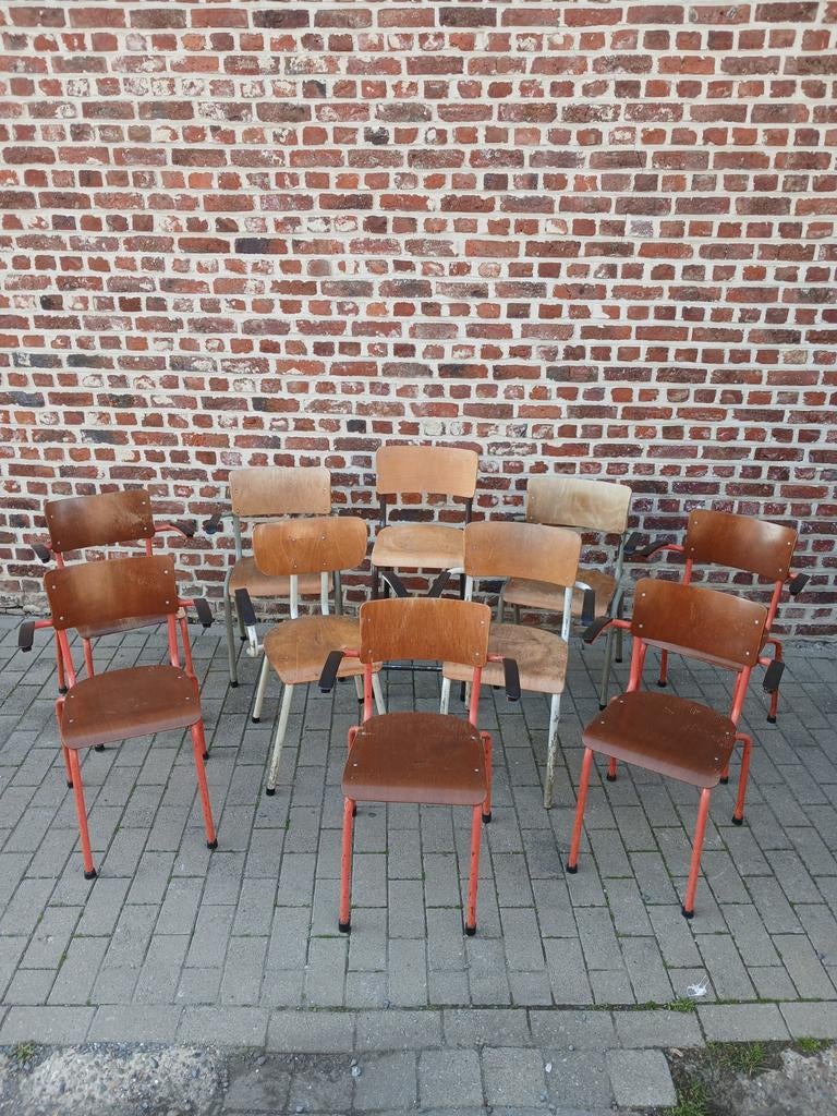 Lot vintage schoolstoelen, Ophalen, Metaal
