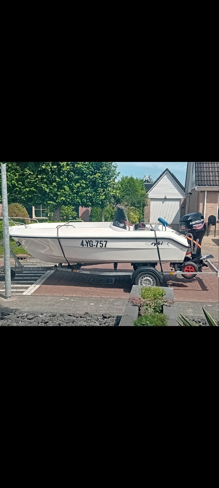 Te koop mooie Rybi 435 consoleboot 50pk met trailer, Overige merken, 4 m, Trailer, Zo goed als nieuw