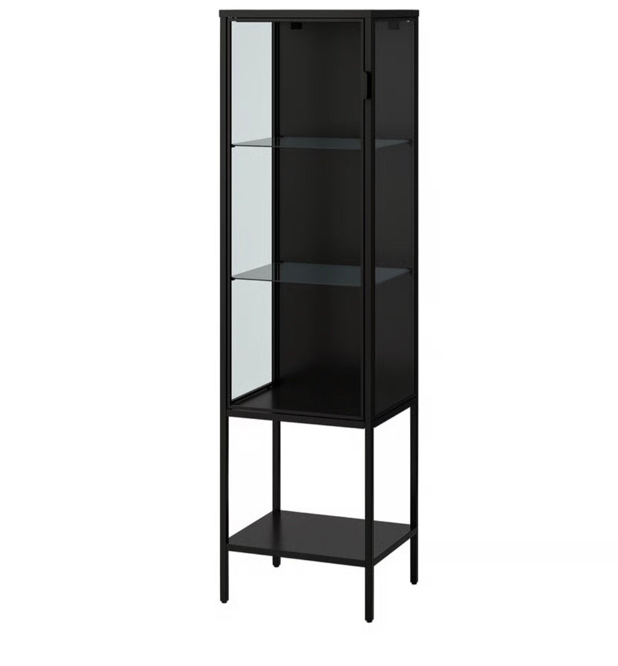Vitrine kast zwart, Ophalen, 50 tot 100 cm, Zo goed als nieuw, 150 tot 200 cm