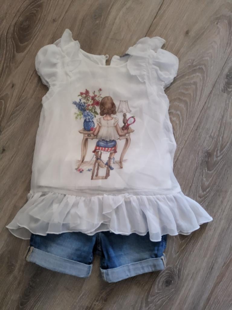 Mayoral blouse (104) & H&M short (110) - Meisje, Gebruikt, Meisje, Ophalen of Verzenden, Setje