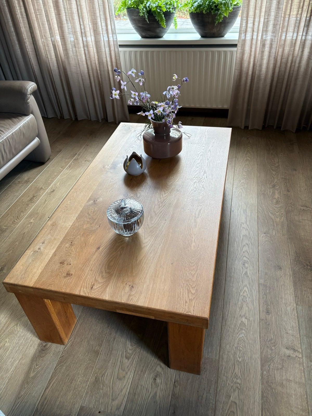 Echt eiken salon tafel met lade, Huis en Inrichting, Ophalen, Gebruikt, 100 tot 150 cm, Eikenhout