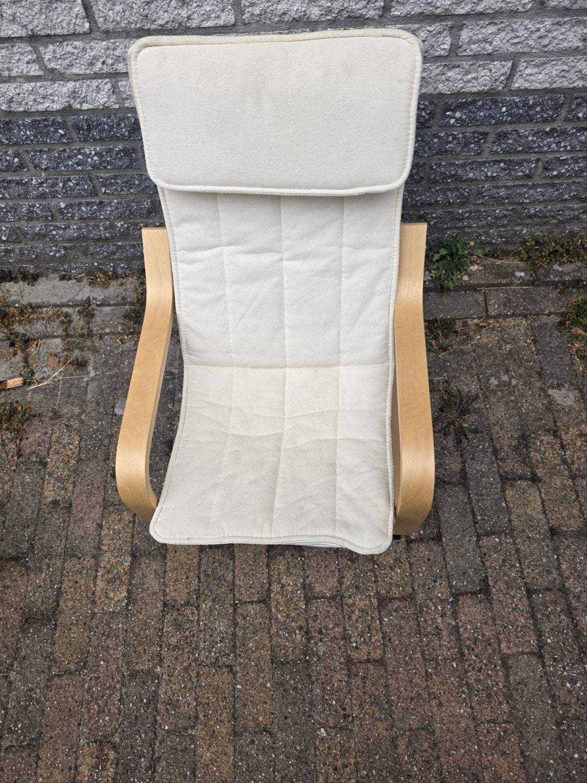 Ikea Poäng fauteuil met beige kussen, Huis en Inrichting, Stoelen, Ophalen, Gebruikt, Overige kleuren, Modern, Scandinavisch