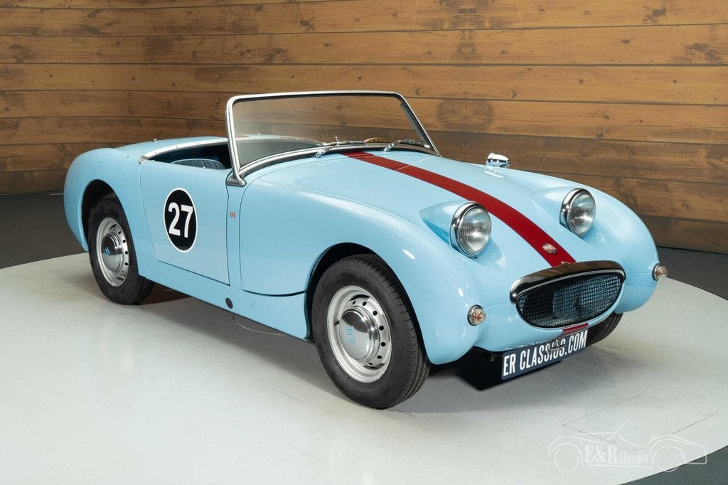 Austin-healey Sprite MK1 Frogeye Cabriolet | 1959, Auto's, Oldtimers, Cabriolet, Blauw, Leder, Bedrijf