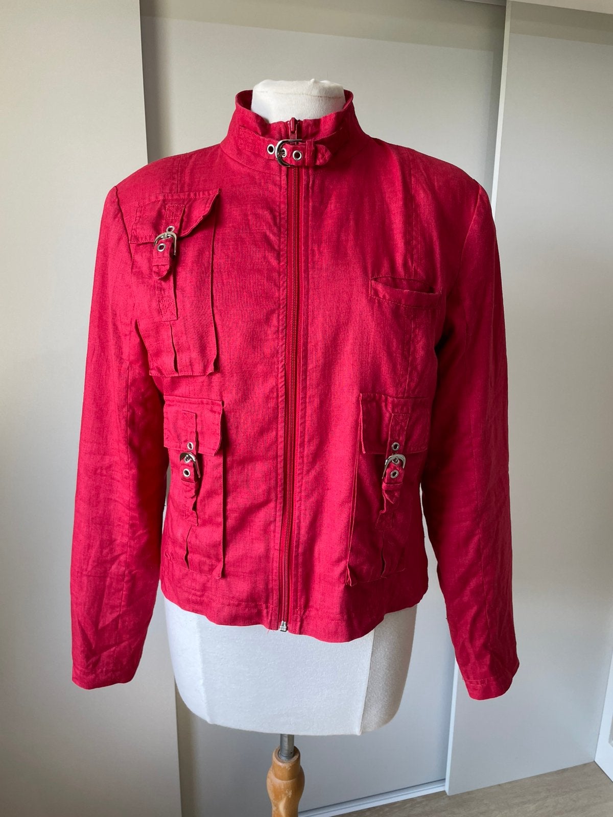 Saopaulo linnen rood blazer jasje zie omschrijving, Ophalen, Zo goed als nieuw, Maat 38/40 (M), Rood