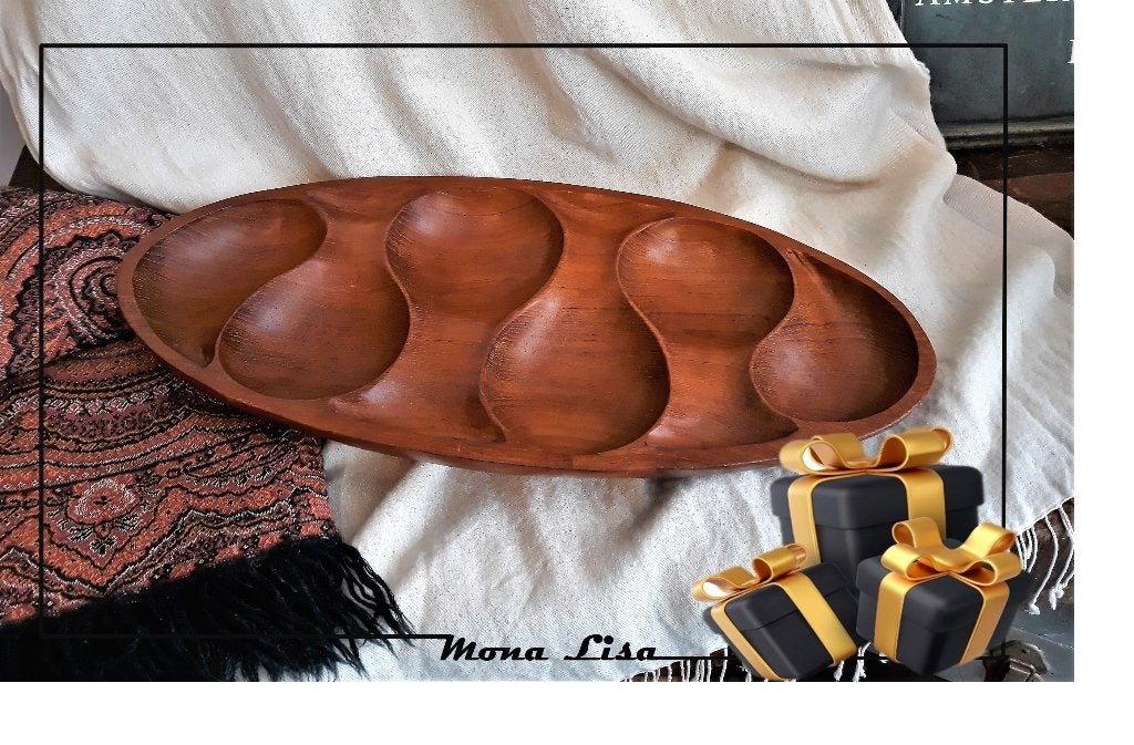 Teakhouten Schaal Deens Scandinavisch Design – Laur Jensen, Schaal, Rond, Ophalen of Verzenden, Glas