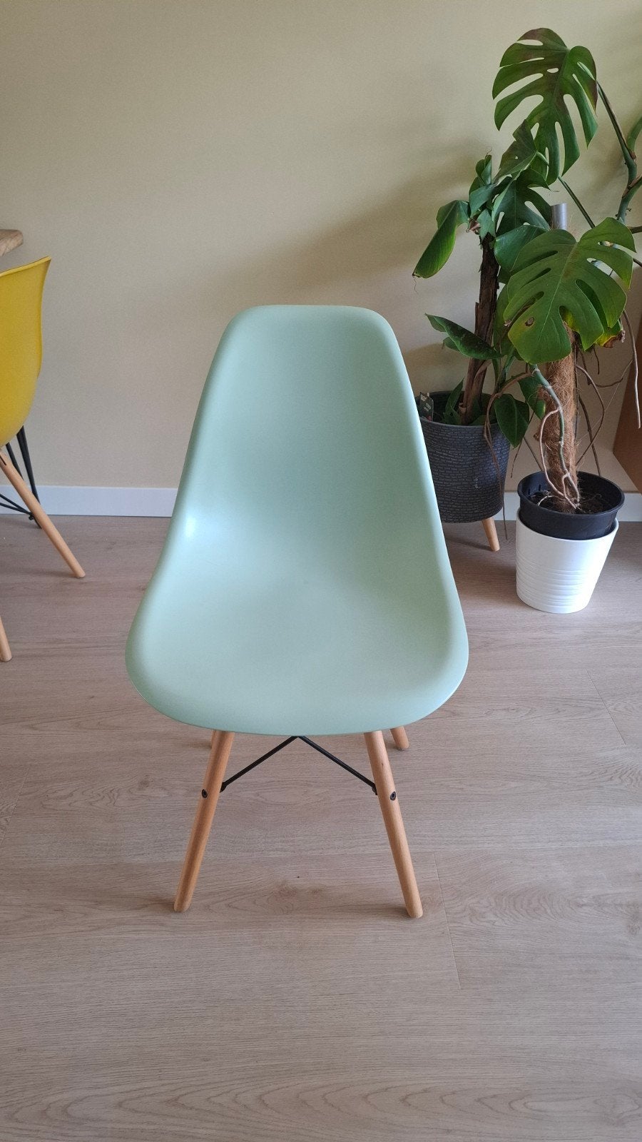 6 stoelen voor bij de eettafel groen, geel en grijs, Ophalen, Overige houtsoorten, Rond, 50 tot 100 cm