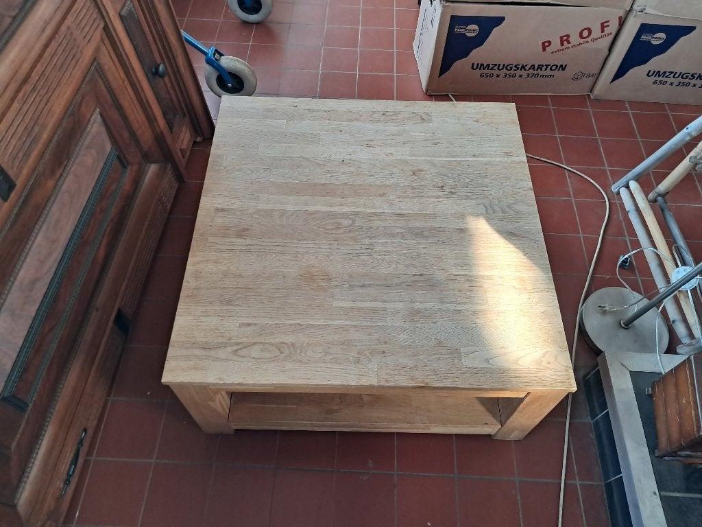 Salontafel eiken vierkant met onderblad  CS27377, Ophalen, 50 – 75, 50 tot 100 cm, Vierkant