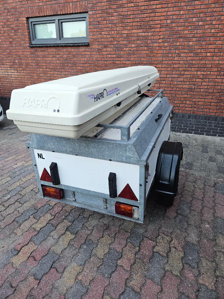 VAKANTIE/ BAGAGEWAGEN MET DAKKOFFER EN DEKZEIL., Ophalen, Gebruikt