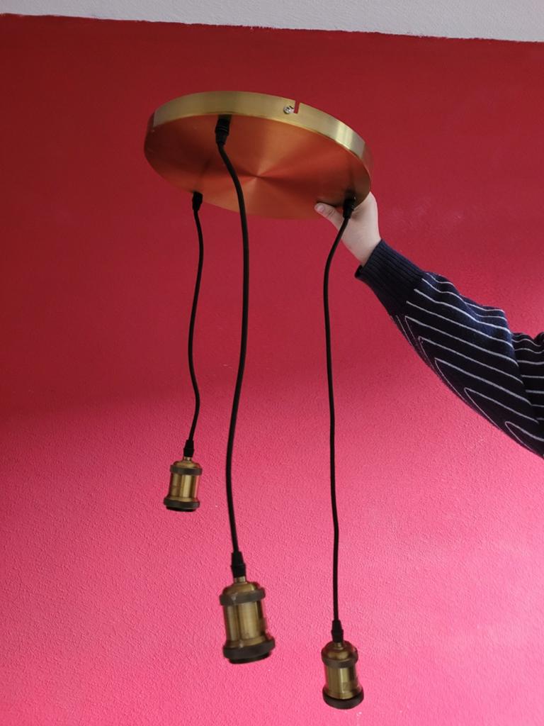 Plafond lamp goudkleurig, Ophalen of Verzenden, Gebruikt, Metaal, Modern, Industrieel