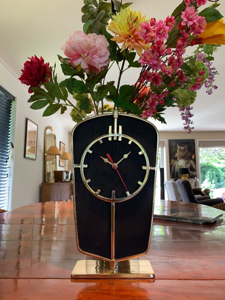 Authentic Models Art Deco Desk Clock Gold, Goud, Stil uurwerk, Analoog, Nieuw