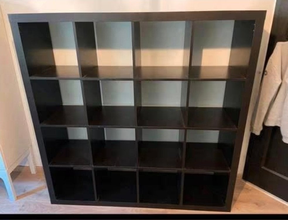 2x 16 vaks kallax expedit open kast vakkenkast 4x4 zwart, Ophalen, 100 tot 150 cm, 5 laden of meer, 100 tot 150 cm