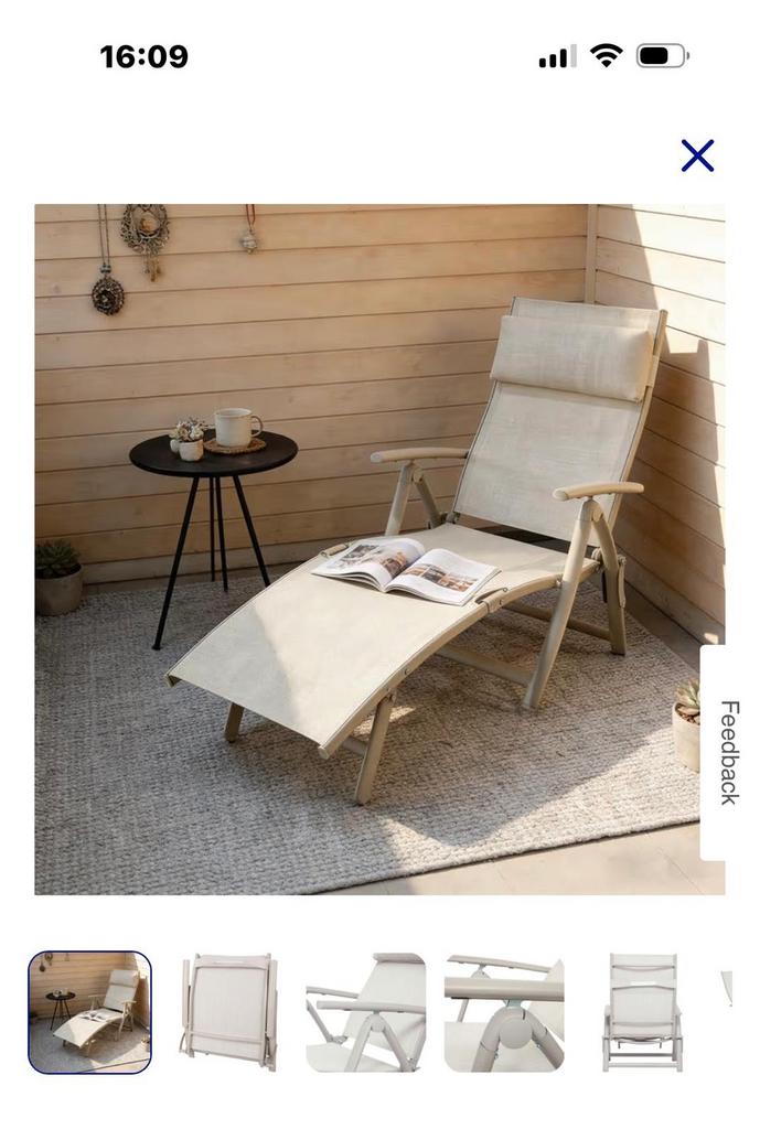 Verstelbaar Ligbed - Crème-wit, Inklapbaar & UV-bestendig, Tuin en Terras, Ligbedden, Nieuw, Ophalen of Verzenden, Nvt, Metaal