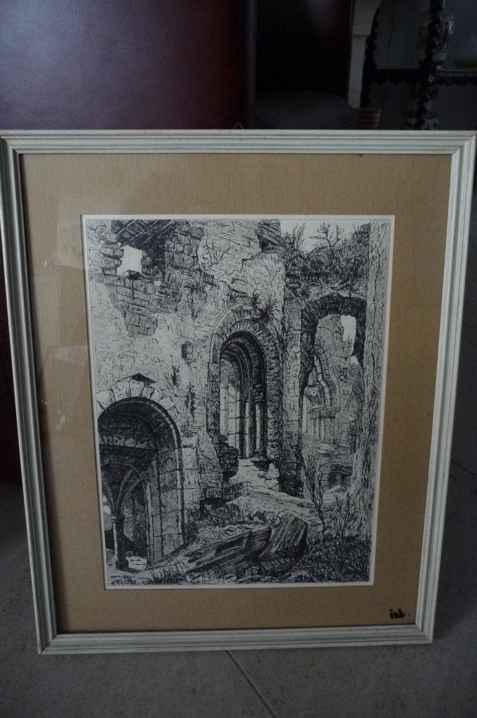 Kasteel van Vianden - Martinus Antonius Kuytenbrouwer jr., 1800 - 1899, Ets, Architectuur, Ingelijst