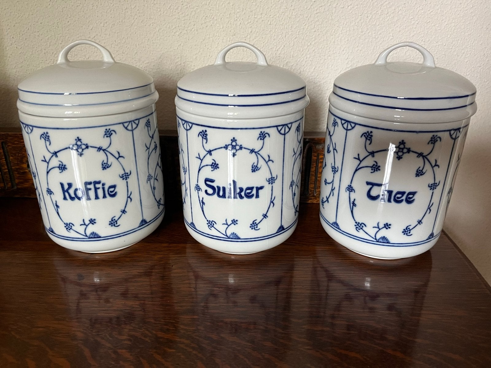Jager Saksisch Blauw Grote Voorraadpotten, Ophalen of Verzenden