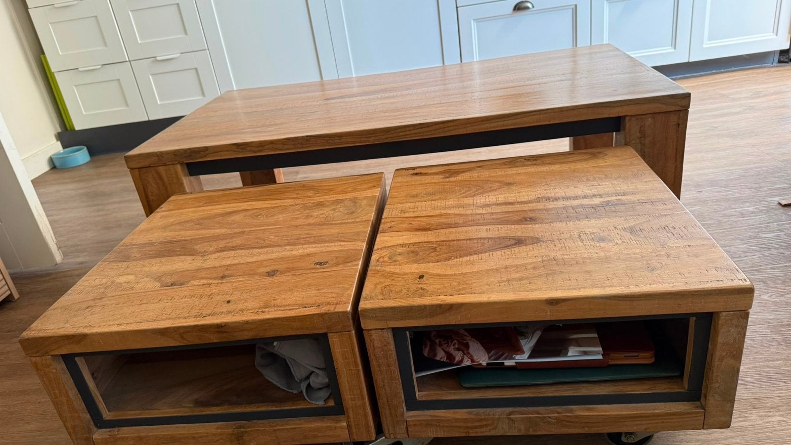 Henders en Hazel salontafel met 2 uitschuifbare bijzettafels, Huis en Inrichting, Tafels | Salontafels, Ophalen, Gebruikt, 100 tot 150 cm