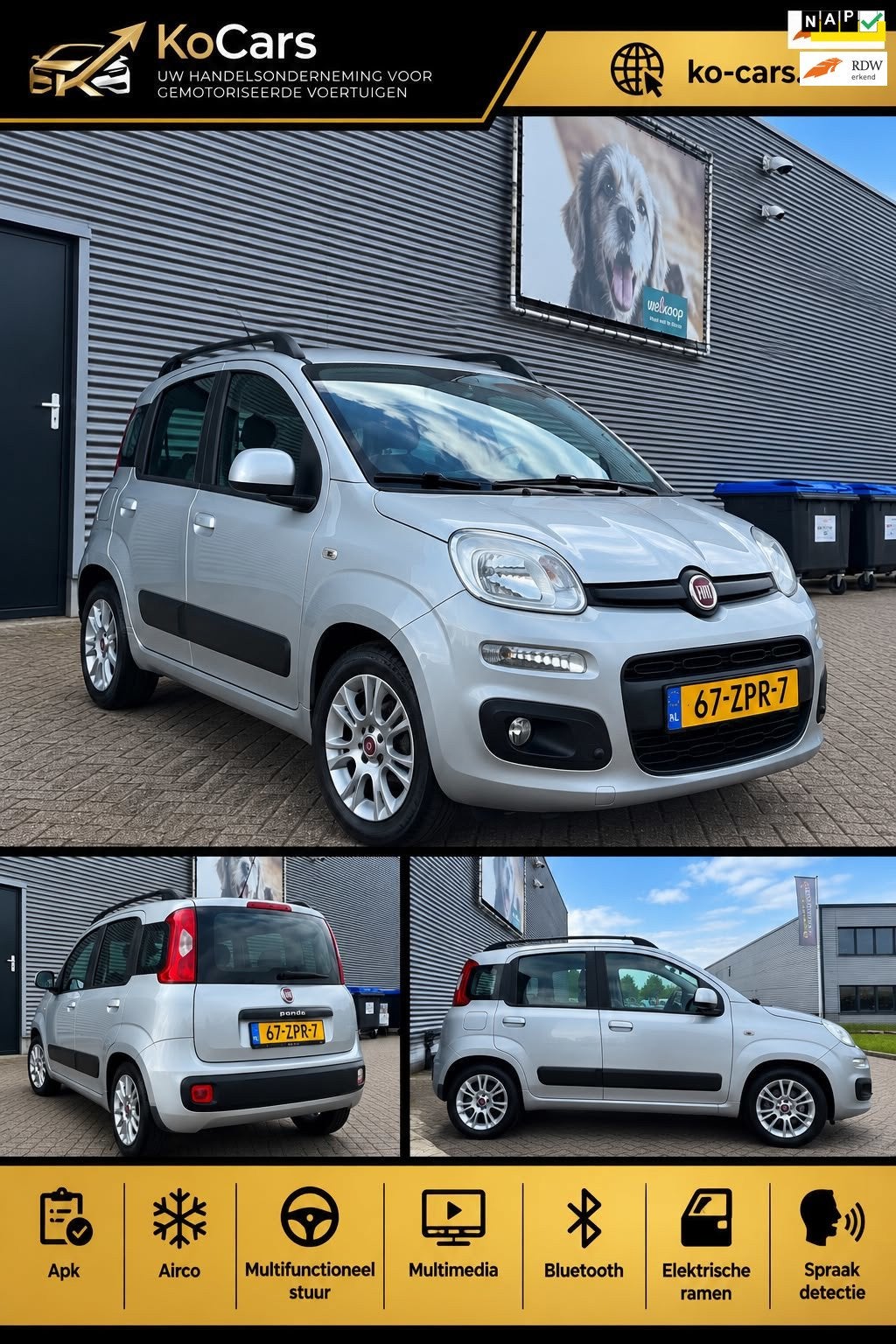 Fiat Panda / Apk / Airco / Multimedia / 5drs / Multimedia, Auto's, Voorwielaandrijving, Euro 5, 86 pk, Panda