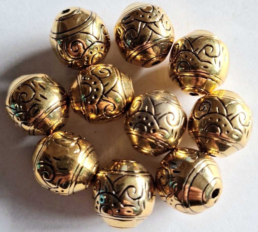 Bewerkte grote goudkleur kralen 20x15 mm, Hobby en Vrije tijd, Kralen en Sieraden maken, Verzenden, Nieuw, Kraal
