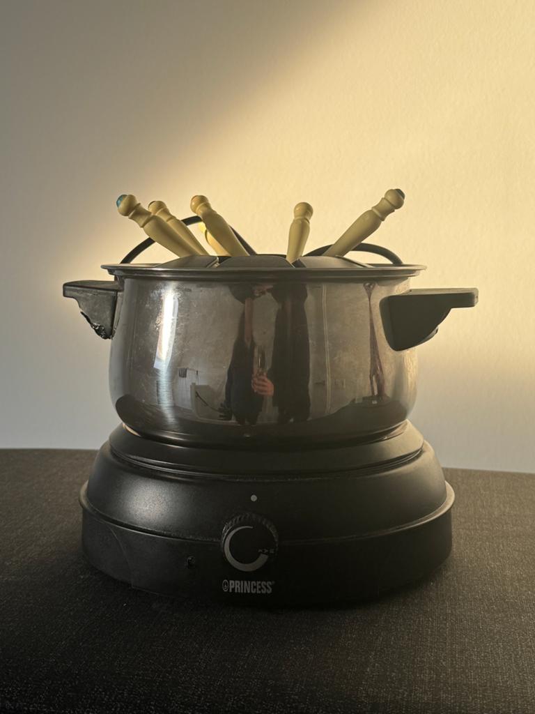 Princess Roestvrijstalen Fondueset + 6 Stokjes, Ophalen of Verzenden, Zo goed als nieuw, Elektrisch, Fondueset