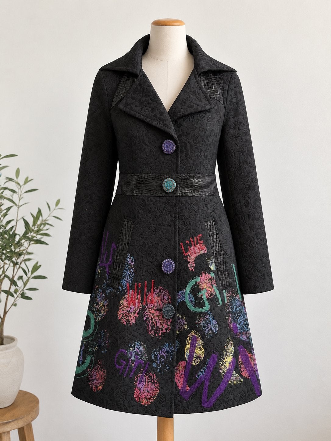 Bijzer unieke kleurrijke gevoerde manteljas van Frime maat S, Ophalen of Verzenden, Gedragen, Maat 36 (S), Meerkleurig