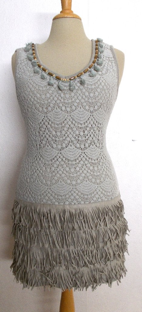 bohemian/crochet look groenachtige top van Exquiss's! M/L, Maat 38/40 (M), Verzenden, Zo goed als nieuw, Zonder mouw