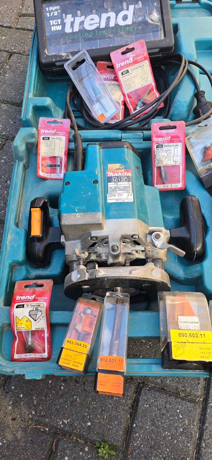 Makita 3612C bovenfrees met Trend freesjes, Ophalen, Gebruikt, Elektrisch, Makita
