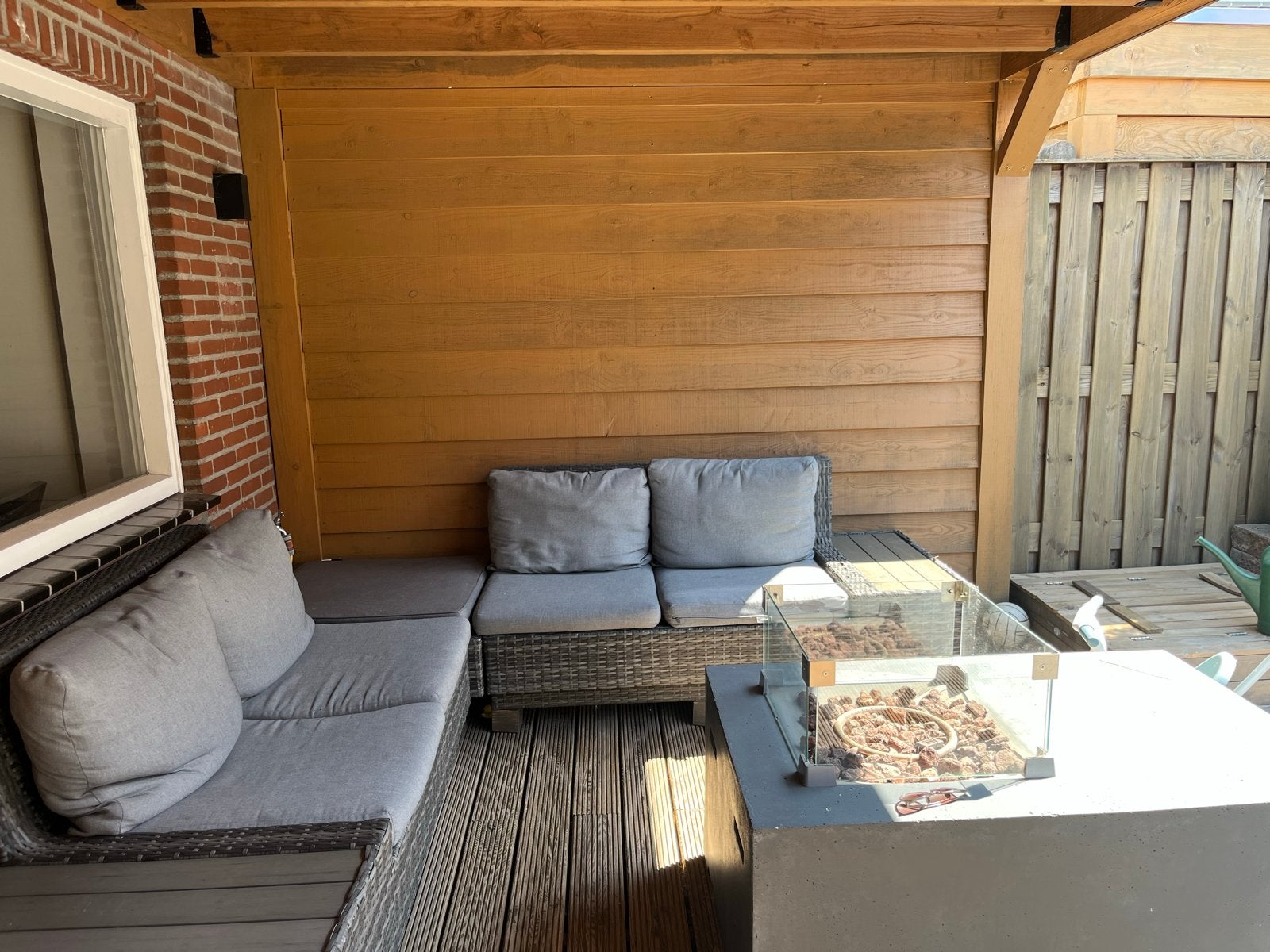 Loungebank voor buiten - 3 elementen, hoekopstelling 250cm, Ophalen, 4 zitplaatsen, Gebruikt, Loungeset