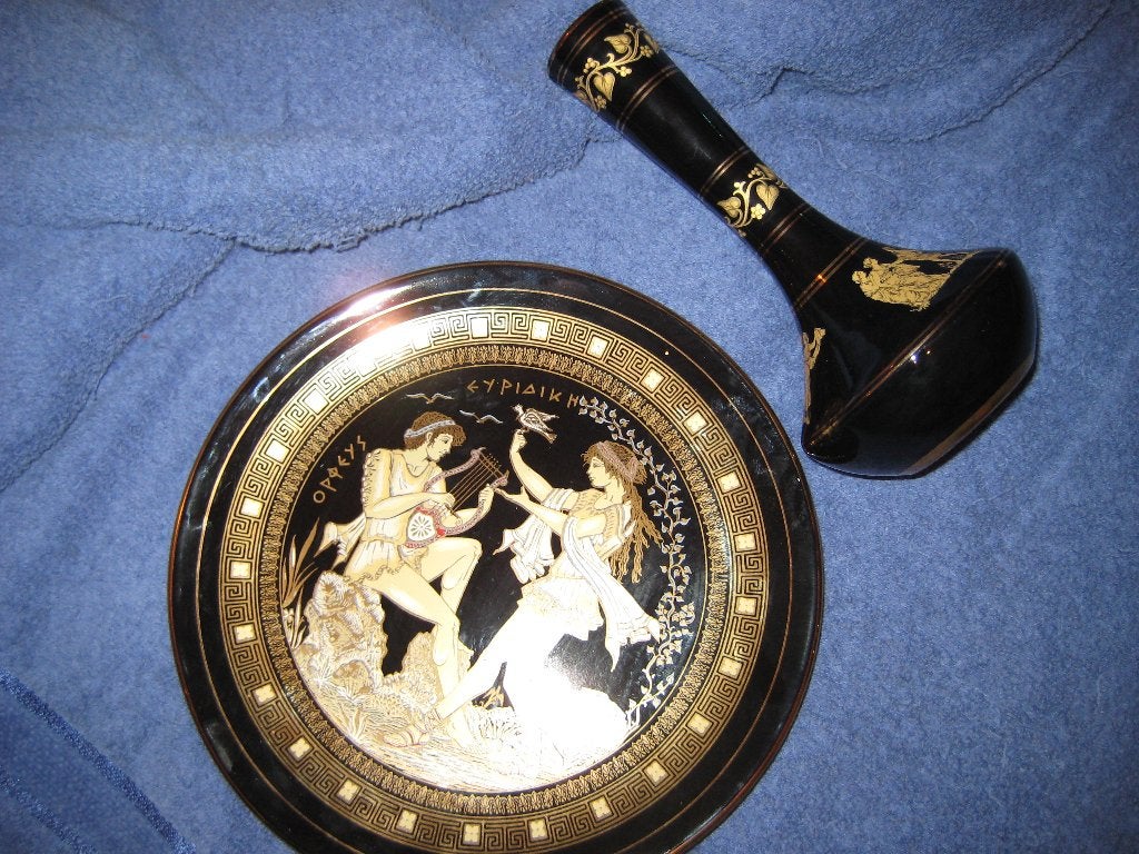Grieks bord, 24K goud, Ophalen of Verzenden, Zo goed als nieuw, Overige materialen, Bord of Schaal