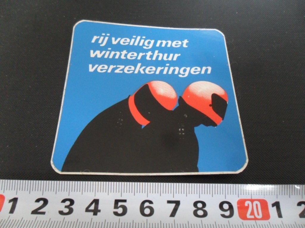 sticker rij veilig met winterthur verzekeringen - motor helm, Ophalen of Verzenden, Zo goed als nieuw