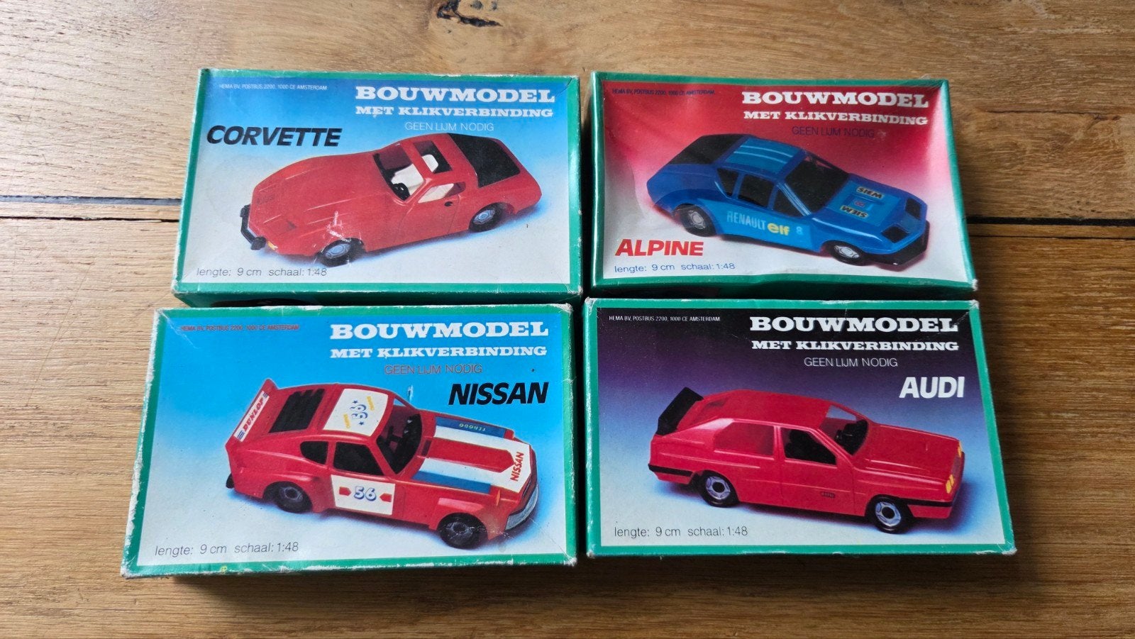 4x Games Milano Corvette Nissan Alpine Audi model kit 1:48, Overige merken, Gebruikt, Auto, 1:32 tot 1:50