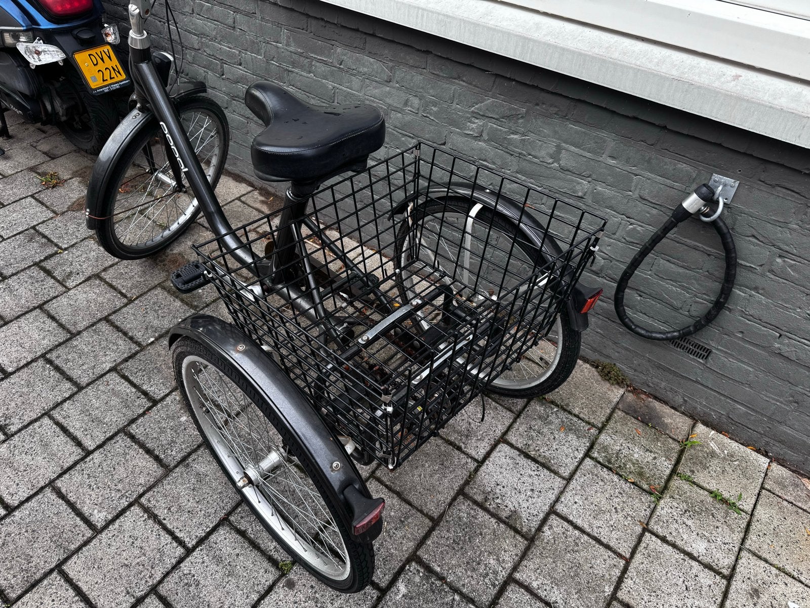 Popal driewieler fiets met mand - Zwart, Ophalen, Gebruikt, Velgrem