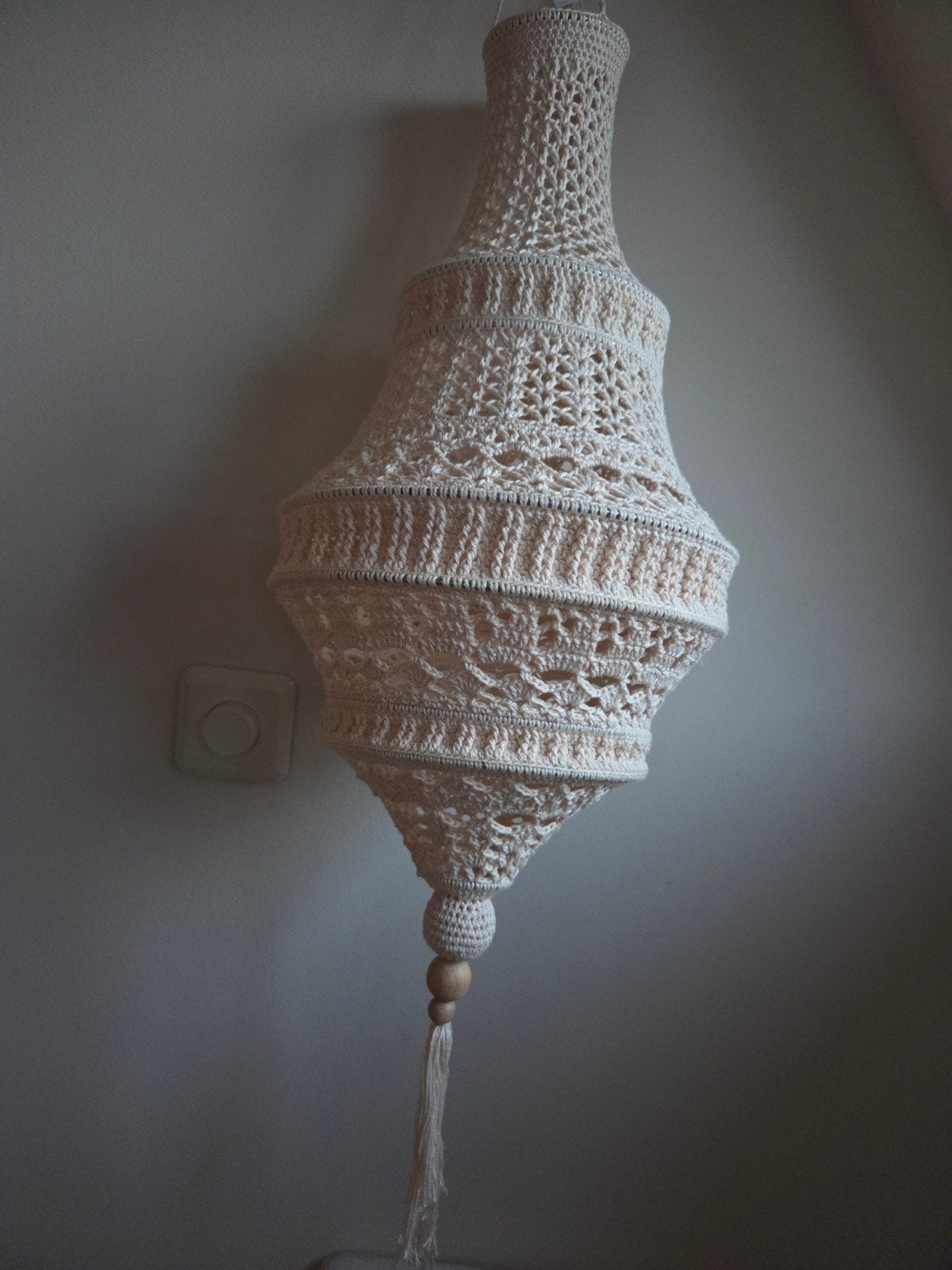 gehaakte lamp., Huis en Inrichting, Ophalen of Verzenden, Nieuw, Natuurlijk materiaal, Ibiza