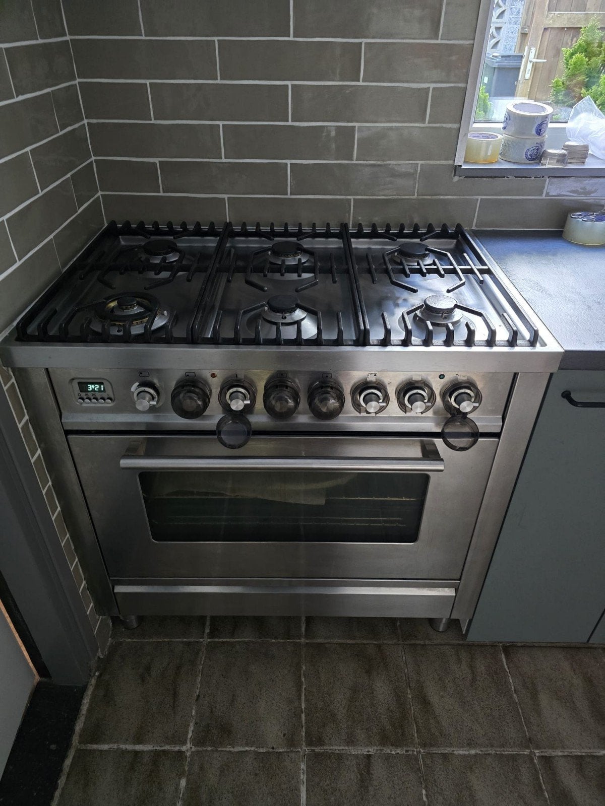6 pits gasfornuis met oven, Ophalen, Gebruikt, 60 cm of meer, Gas