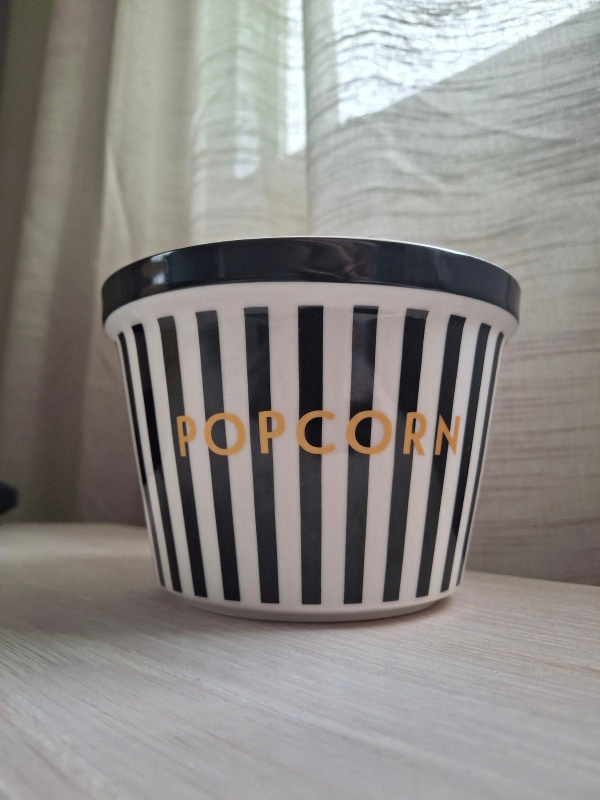 Popcorn schaal - zwart wit gestreept, Ophalen, Porselein of Keramiek, Schaal, Vaatwasserbestendig