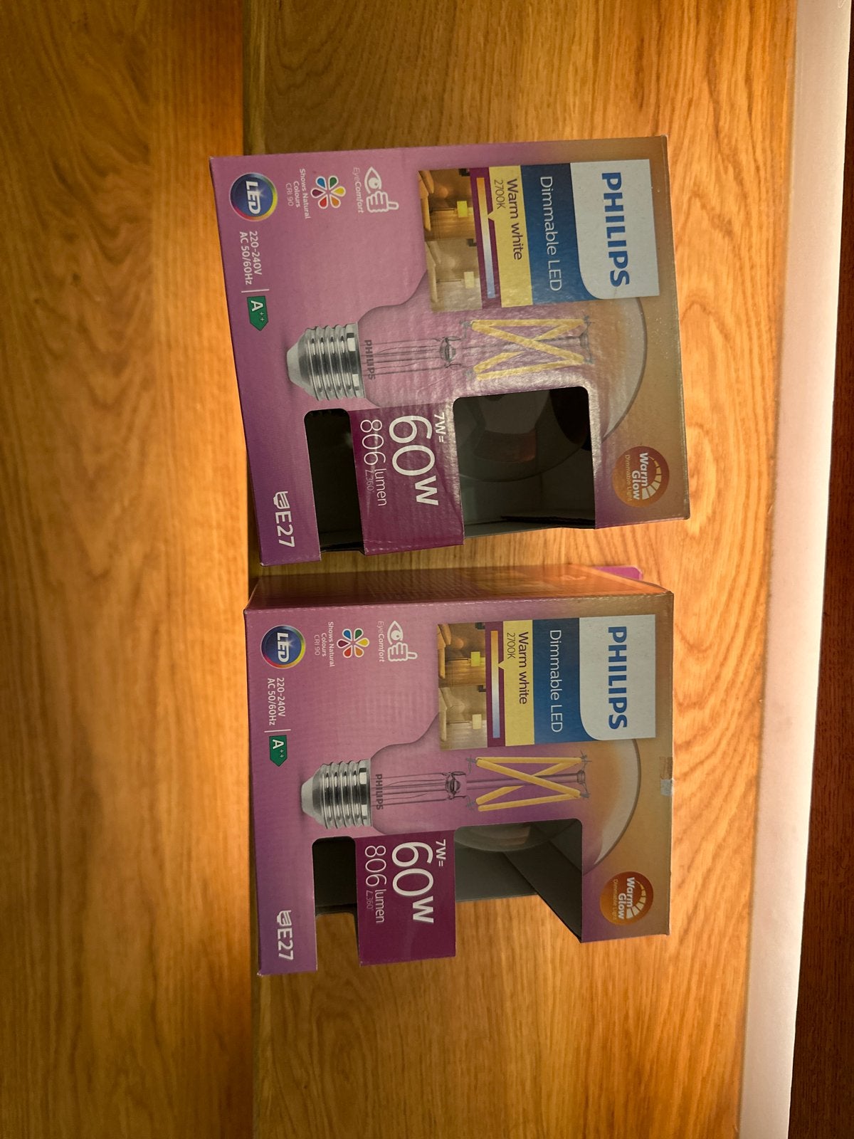 Nieuw grote 2x Philips Dimbare LED Lamp E27 Warm Wit 60W, Led-lamp, 60 watt of meer, Dimbaar, Nieuw