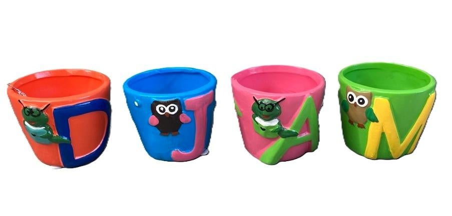 MINI BLOEMPOTJES MET LETTERS EN DIERTJE VOOR KINDERKAMER, -, -, Rond, Ophalen of Verzenden
