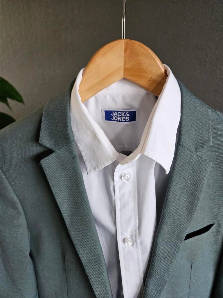 Groen pak Jack & Jones maat 164, Kleding | Heren, Kostuums en Colberts, Ophalen of Verzenden