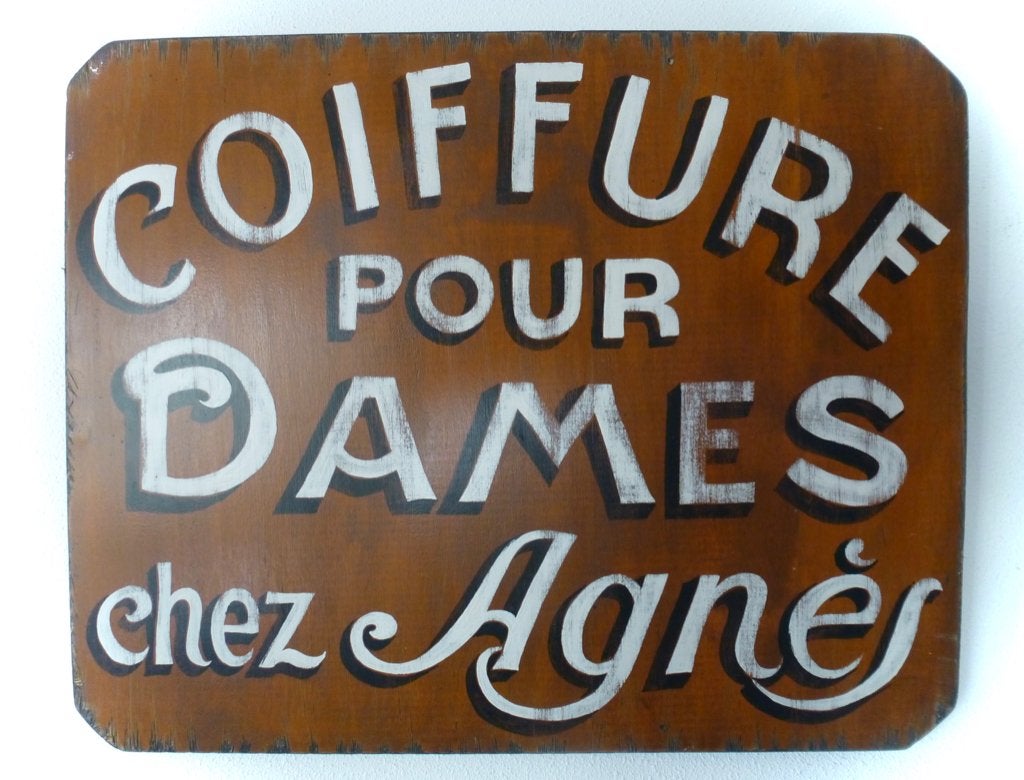 Vintage reclamebord / dames kapper / Coiffure pour Dames, Reclamebord, Ophalen of Verzenden, Zo goed als nieuw, B6