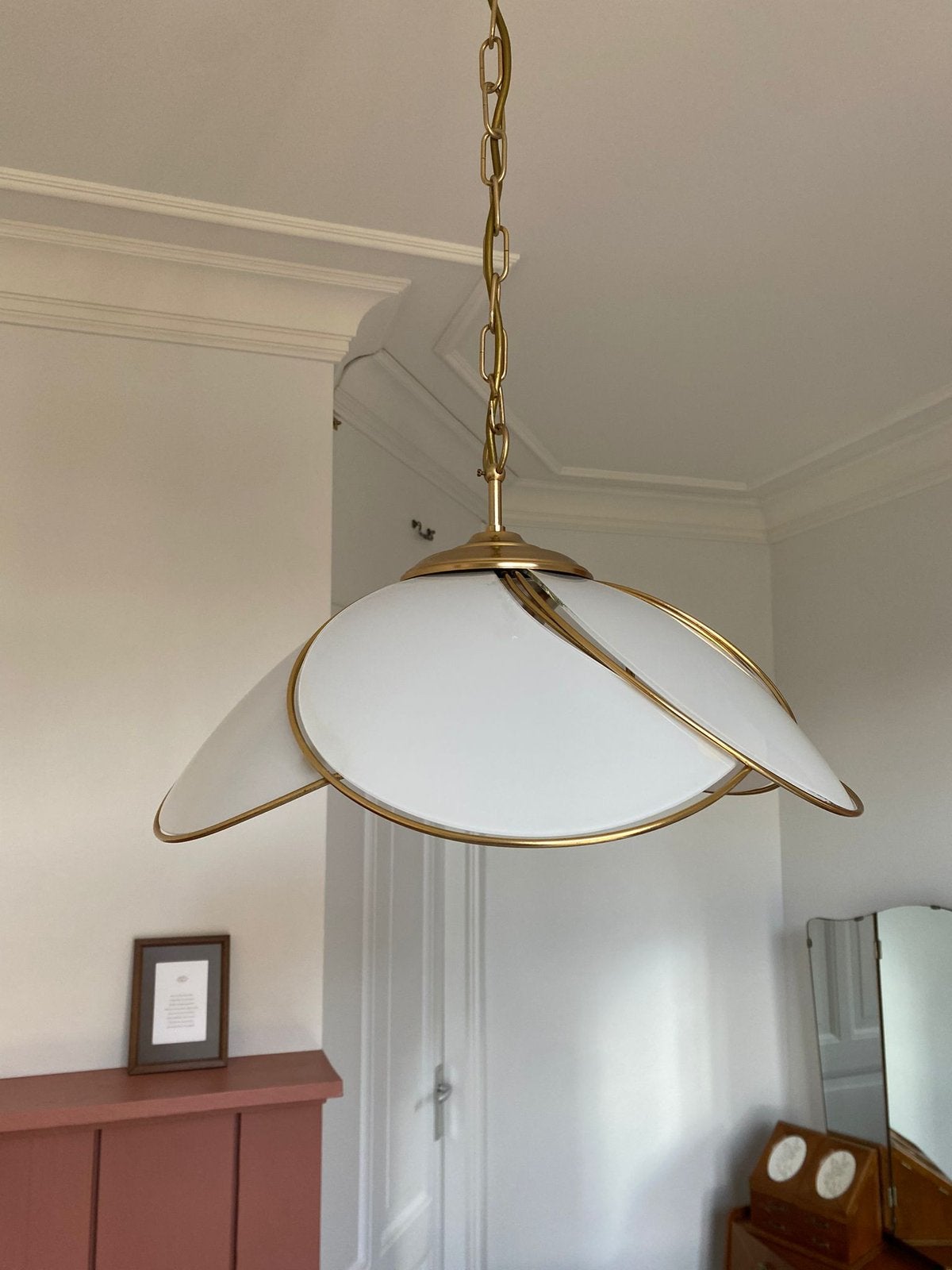 Vintage lamp, Ophalen of Verzenden, Zo goed als nieuw, Glas, Minder dan 50 cm