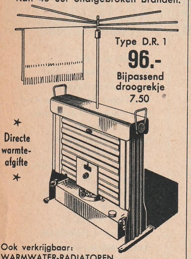 Retro reclame 1955 Aga petroleum radiator bijverwarming, Verzamelen, Verzenden, Overige typen