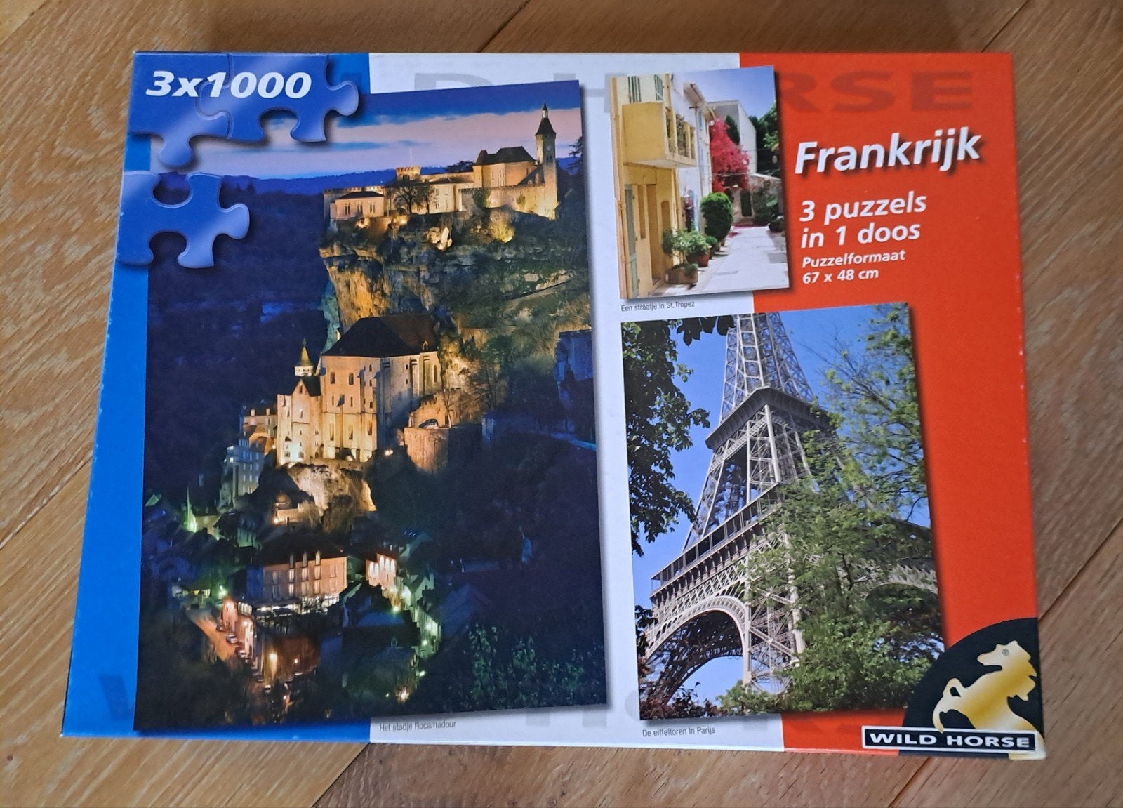 3 #legpuzzels van 1000 stukjes in 1 doos, thema Frankrijk, Ophalen of Verzenden, 500 t/m 1500 stukjes, Zo goed als nieuw, Legpuzzel