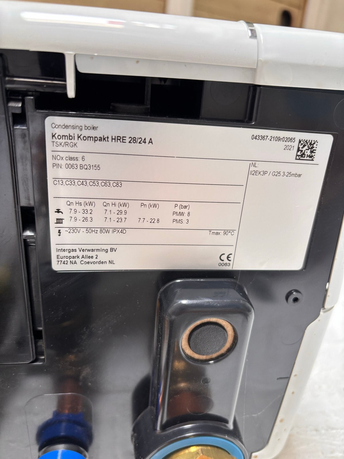 Intergas Kompakt HRE 28/24 A CV-ketel, Gebruikt, Hoog rendement (Hr), Cv-ketel of Combi-ketel, Minder dan 60 cm