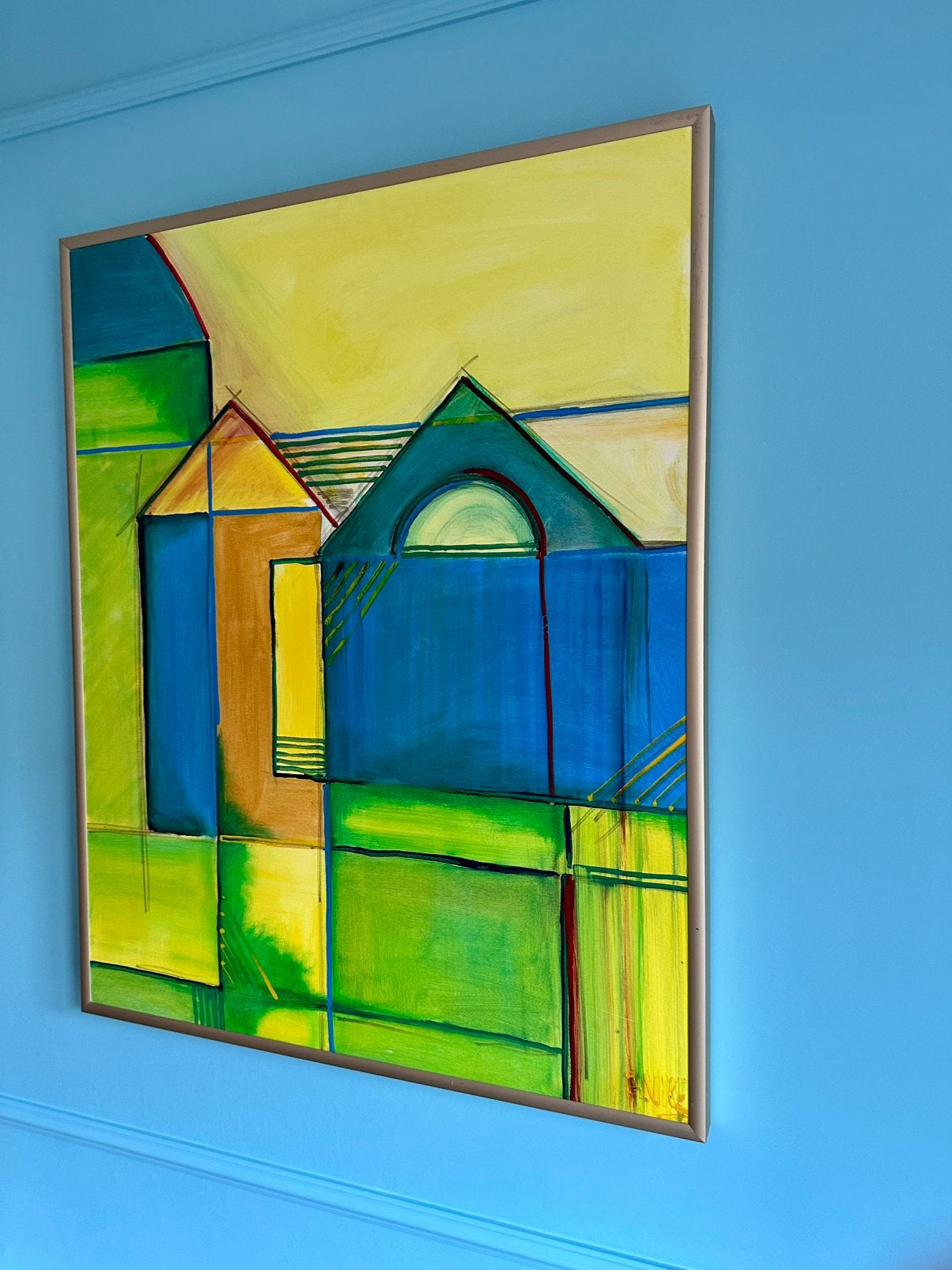 Schilderij by Anke Peddemors licht gouden Aluminium lijst, Ophalen