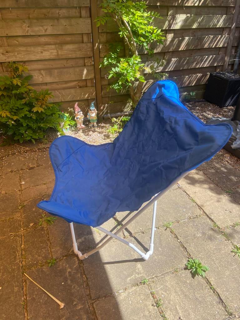 Blauwe vlinderstoel - Opvouwbaar en lichtgewicht, Ophalen, Gebruikt