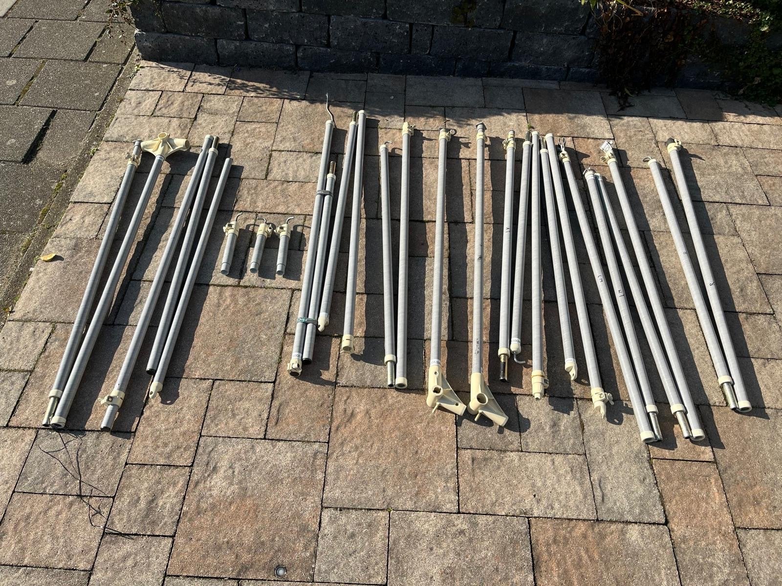 Glasfiber voortentstokken omloopmaat 930cm, Ophalen, Gebruikt