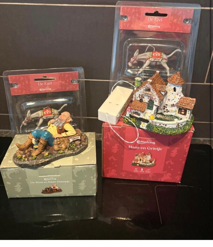 Efteling De Reus, Hans en Grietje & 2x De Ezel beeldjes, Verzamelen, Ophalen of Verzenden, Nieuw, Beeldje of Poppetje