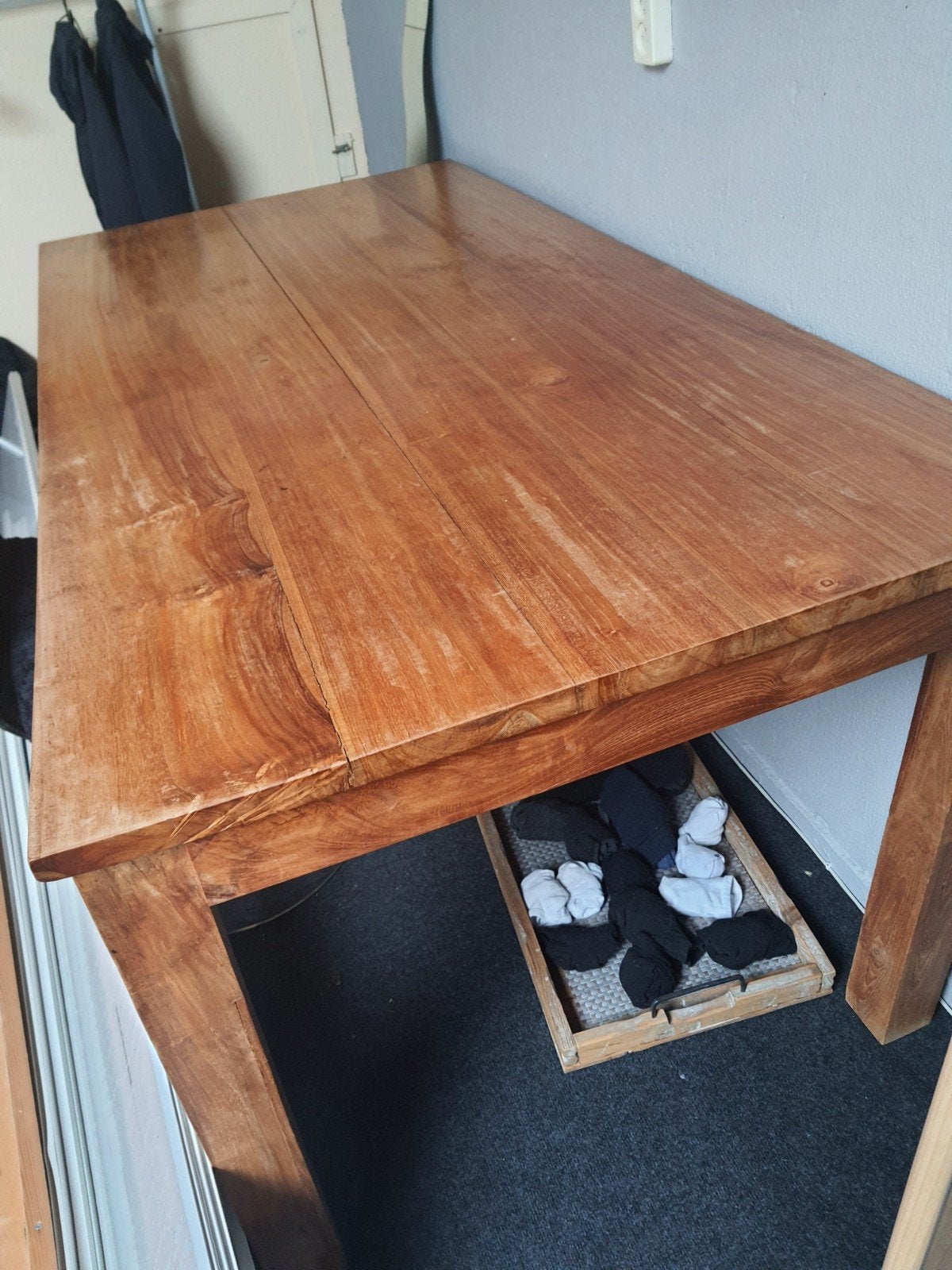 massief teakhout eethoektafel, Ophalen, Gebruikt