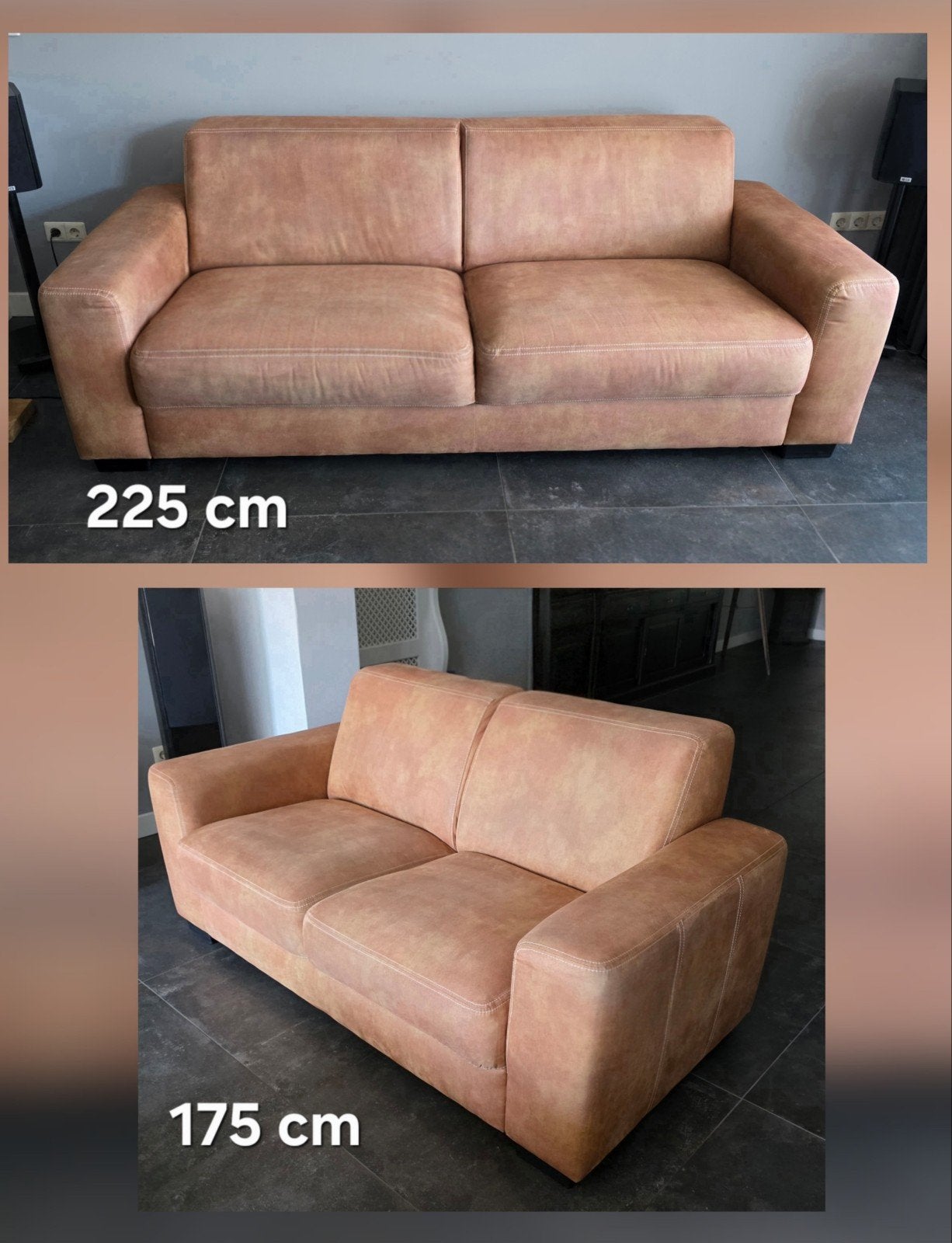 PAS GEREINIGD 2 zits + 3 zits microleder banken bankstel, Ophalen, Gebruikt, 75 tot 100 cm, Rechte bank