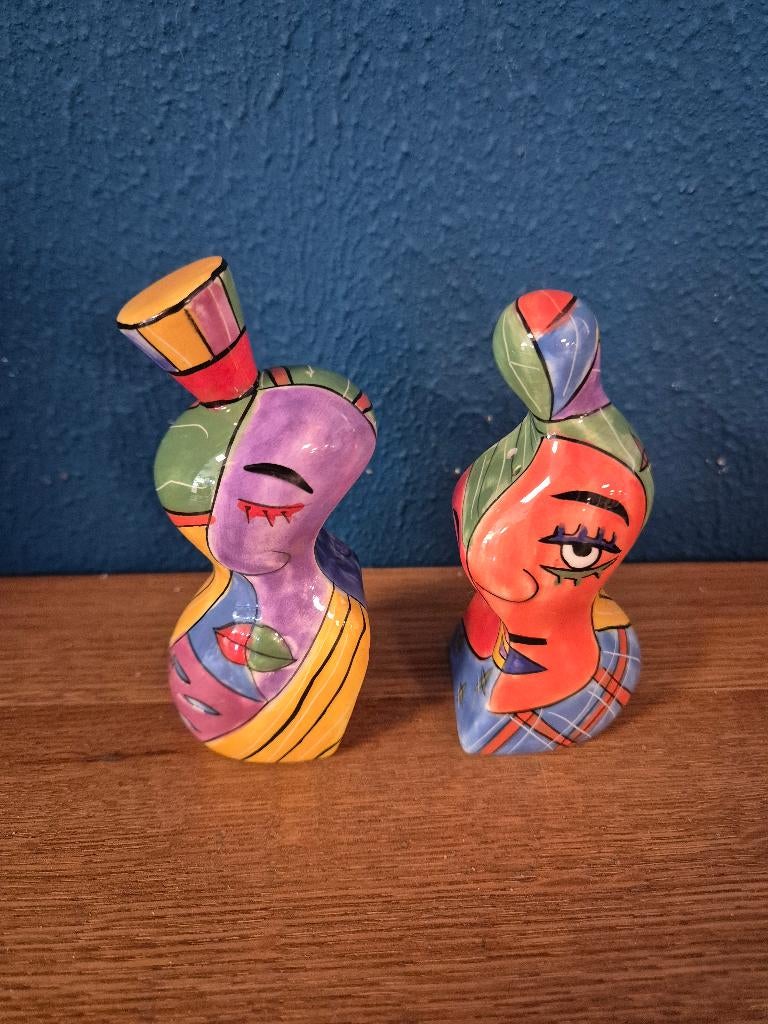 Picasso kandelaars en peper-zoutstel, Overige materialen, Overige kleuren, Gebruukt Gerei, Ophalen of Verzenden