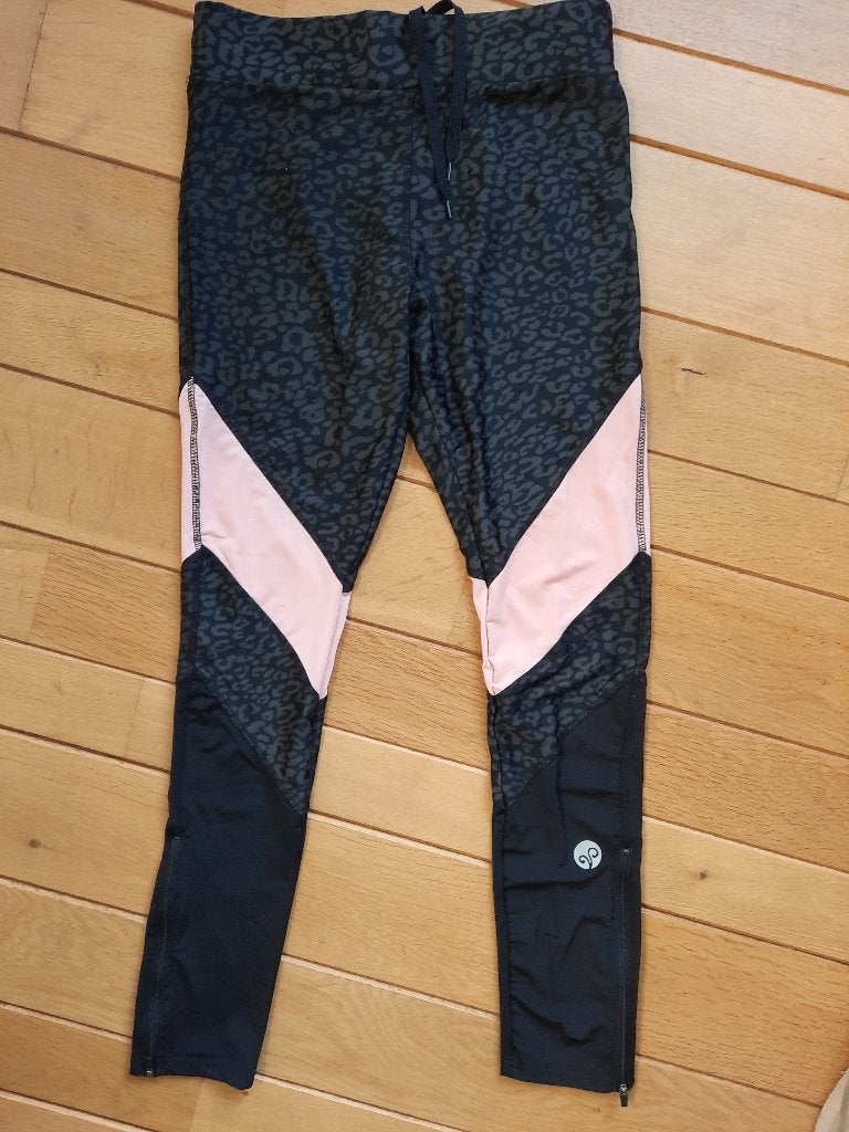 LEONTIEN hardloop broek zwart grijs roze maat M, Leontien, Zwart, Ophalen of Verzenden, Fitness of Aerobics
