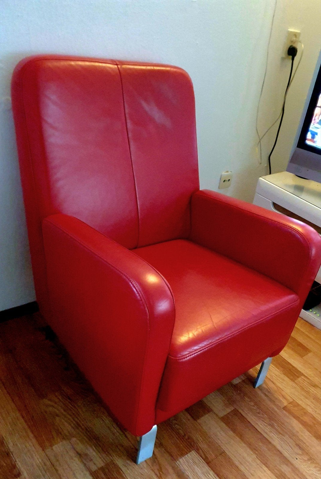 Lederen fauteuil, Huis en Inrichting, Fauteuils, Ophalen, Gebruikt, 75 tot 100 cm, 50 tot 75 cm